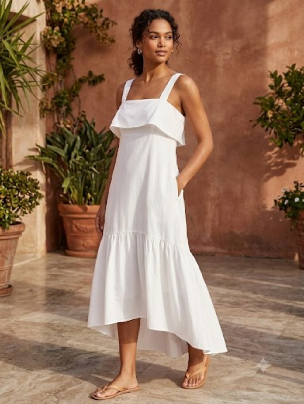 NWT PINCH White Cotton Blend Dress Size L Women's Summer Boho Sun Sleeveless NEW